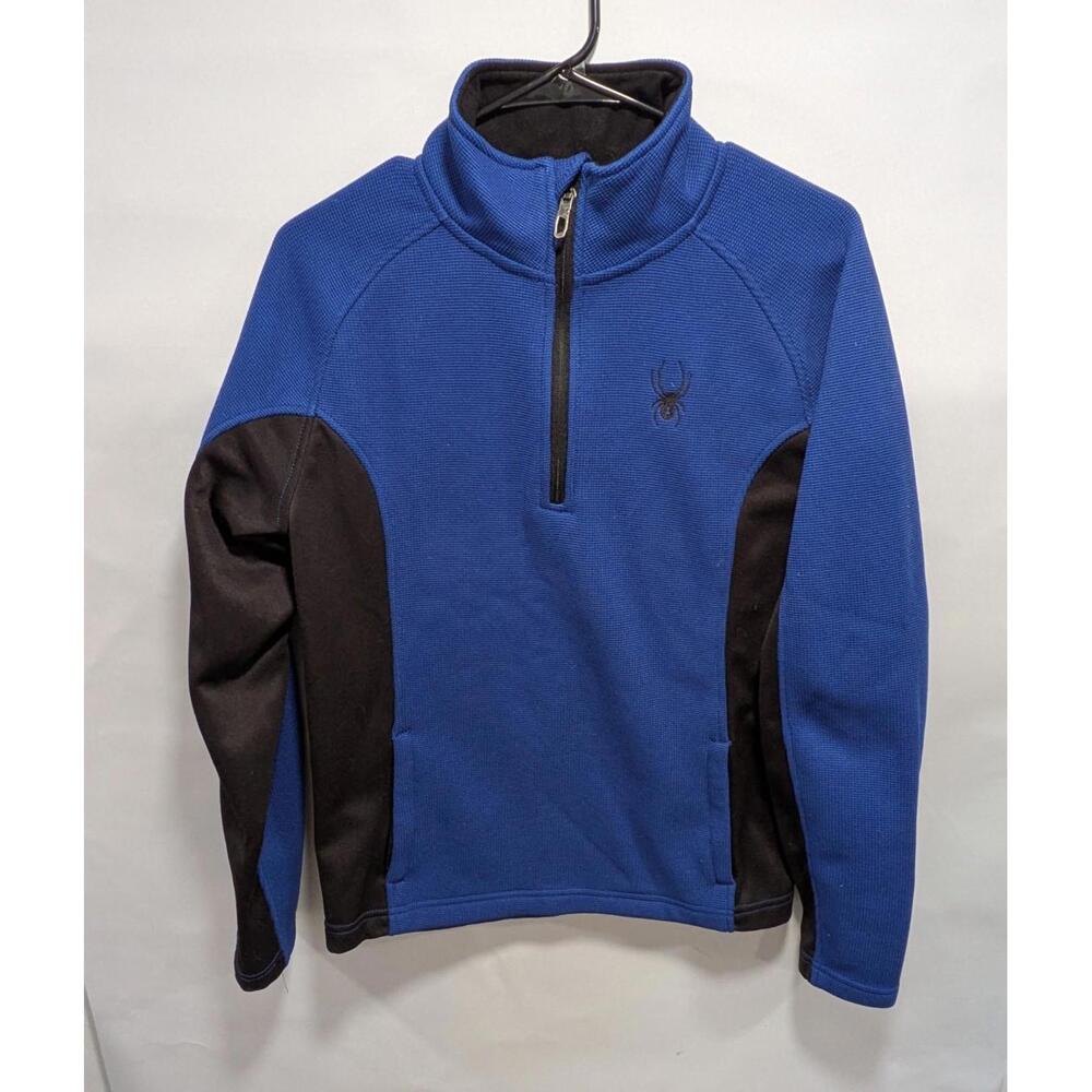Mens Spyder Knit 1/4 Zip Pullover Blue/Black‎ Long Sleeve Sweater Shirt Size S